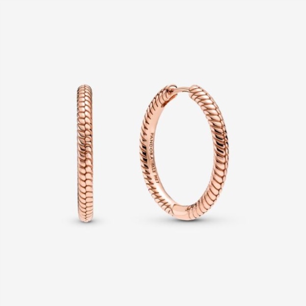 Pandora Moments Charm Hoop Earrings Rose Gold Plated